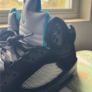 Jordan Black and Gray Sneakers with Teal Accents